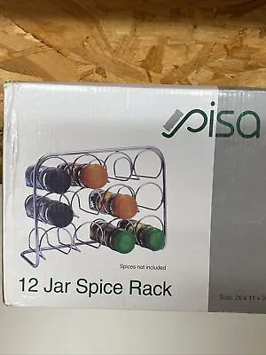 Pisa® Spice Rack Chrome Metal Stand Kitchen Cooking Jar Organiser Free Standing • £14.39