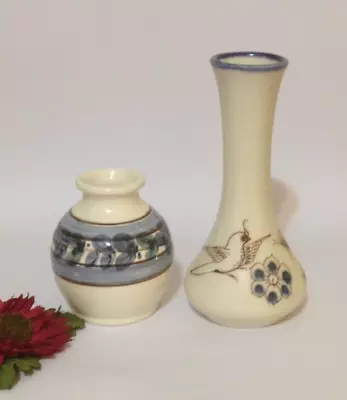 Vtg Mexico Marked Vase W/ Bird + Jamestown Pottery Short Fat Vase • $9.99