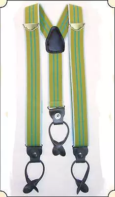 Old Time Police Brace Green Stripe Y Back  Suspenders  • $29.95