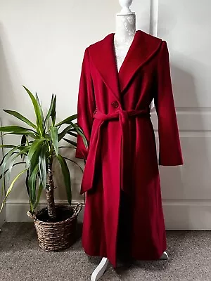 Women’s Vintage Red Marks & Spencer Wool Maxi Coat Size 14 • £45