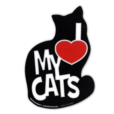 Magnetic Bumper Sticker - I Love My Cats Magnet - Silhouette • $7.99