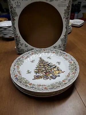 4 Seasons Greetings Queen's  Myott Factory Christmas  Dinner Plates (Bin 68) New • $55