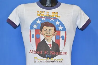 Vtg 80s ALFRED E NEUMAN PRESIDENT 1984 MAD MAGAZINE WRITE IN RINGER T-shirt XS • $266