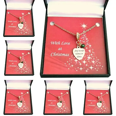Rose Gold Birthstone Necklace With Engraving Personalised In Christmas Gift Box • $51.25