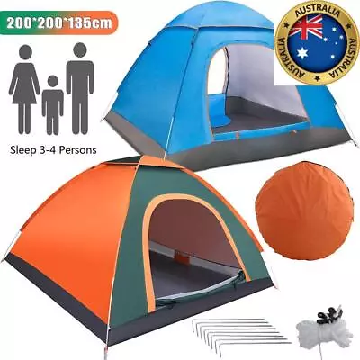 Automatic Instant Pop Up Camping Tent Family Outdoor Hiking Shelter 3-4 Man NEW • $17.99