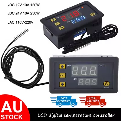 LCD Digital Thermostat Temperature Controller Meter Regulator W3230 DC 12V 24V • $11.78