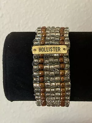 Hollister Signed Clear And Copper Glass Bead Woven Stretch Bracelet • £6.84