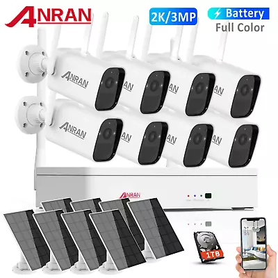 ANRAN Solar Battery Wireless Security Camera System Recharger Outdoor 3MP 1TB IR • $246.99