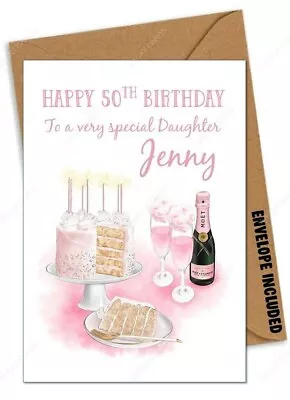 Personalised 50th BIRTHDAY CARD For Girl  Niece Mum Nan Aunty Sister Friend ADQ • £2.99