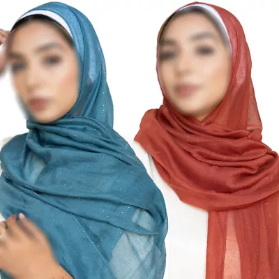 Muslim Womens Hijab Scarf Shimmer Glitter Viscose Shawls And Wrap Headscarves • $4.99