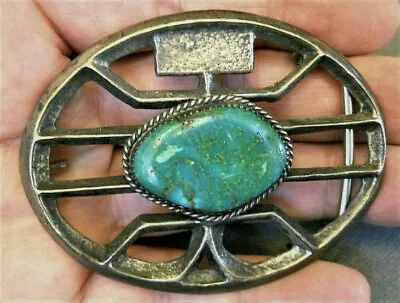 Native American Green Turquoise Sterling Silver Cast Kachina Belt Buckle 52g • $225