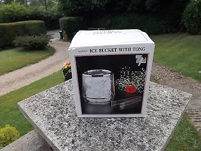 Vintage Retro Ice Bucket With Tongs Clear Acrylic In Original Box • £17.99