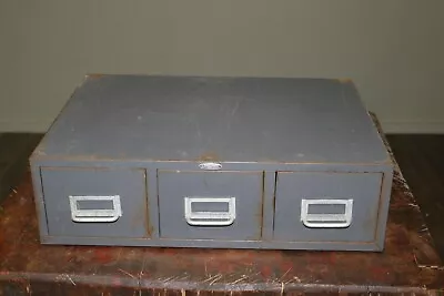 Vintage Cole-Steel 3 Drawer Index Card File Metal Stackable Industrial Cabinet 1 • $65