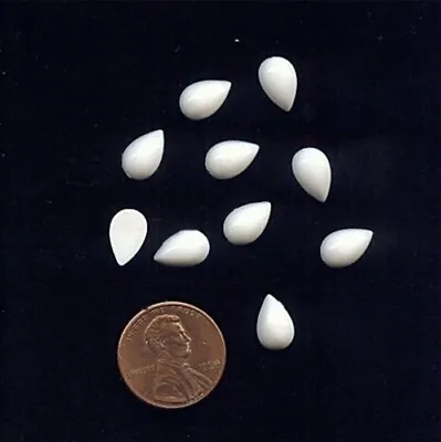 $3.74 • Buy 50 VINTAGE WHITE ACRYLIC 10x6mm. TEARDROP SMOOTH DOME CABOCHONS B114
