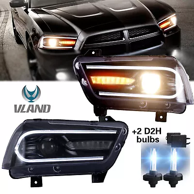 Set LED DRL Projector Headlights For 2011-2014 Dodge Charger Halogen Model+Bulbs • $339.98