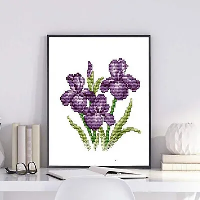 £7.21 • Buy Purple Flower Cross Stitch Set DIY Handmade Needlework Counted Embroidery Kit