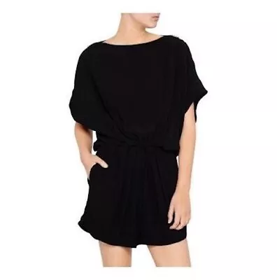 Zimmermann Black Crepe Slouch Playsuit Size 0/AU 8 NWT RRP $350 100% Viscose • $180