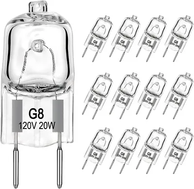 10Pack - 20 Watt Halogen G8 120V T4 Light Bulbs G8 Base Bi-Pin 120 Volt JCD Type • $8.98