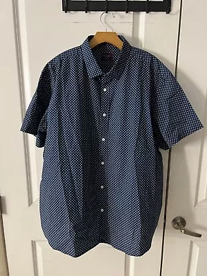 Untuckit Men’s 2XL Button Up Shirt Short Sleeve Blue Polka Dot • $20