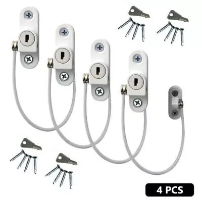 4Pcs Set Security Window & Door UPVC Lock Restrictor For Baby Child Safety Cable • £8.99