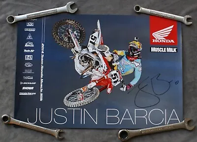 Vintage Motocross Fox Racing Honda Justin Barcia Signed Supercross Mx • $14