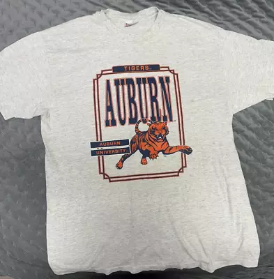 Vintage Auburn University Tigers T-Shirt XL Hanes Tag Single Stitch USA Made • $24.99