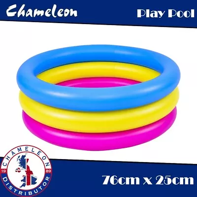 Inflatable Paddling Pool For Baby & Toddlers 3 Ring Design 76cm X 25cm • £10.85