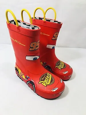 Western Chief Lightning McQueen Rain Boots Boys' Boot Size 9 Easy Pull On Disney • $23.74