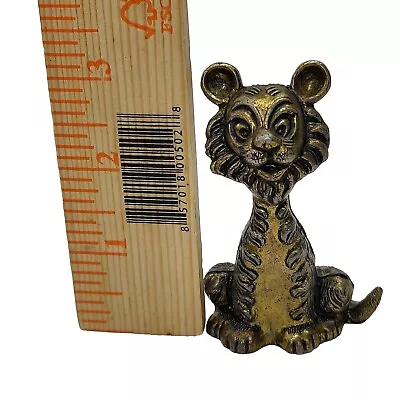 Cast Brass Lion Figurine Vintage MOD Dep Italy  Mid Century Curio • $14