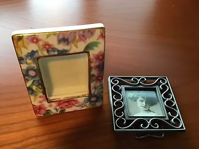 Lot Of 2 Mini Frames Two’s Company Juliette Chintz  Porcelain & Square Metal • $7.50