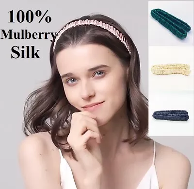 100% Mulberry Silk Headband Skinny Elastic Head Wrap Turban Hair Band • $19.99