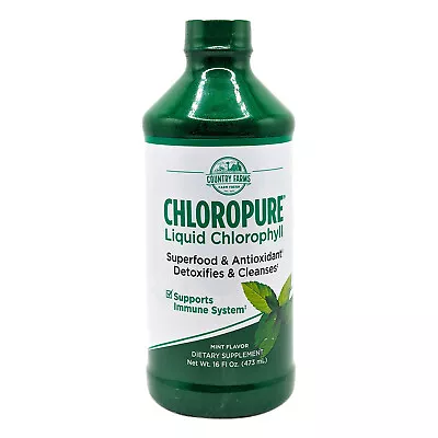 Country Farms Chloropure Liquid Chlorophyll Mint Flavor 16 Fl Oz Exp 12/2025 • $17.88