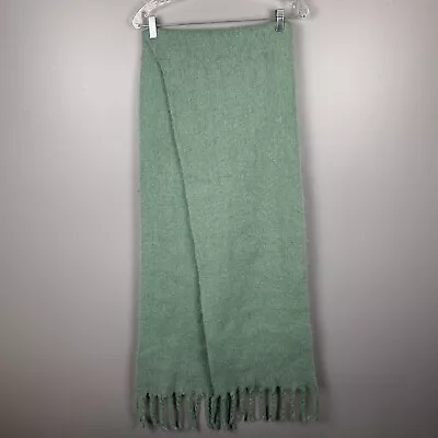 A New Day Rectangle Scarf Womens Soft Knit Fringe Trim Solid Pastel Green • $10.46