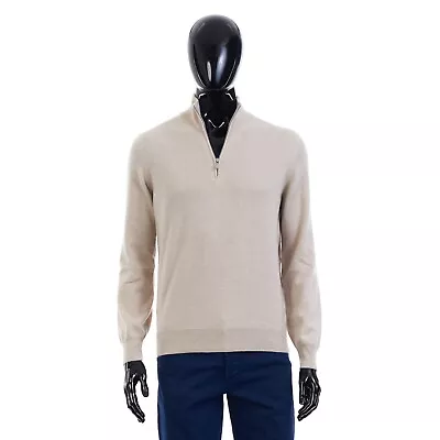 BRUNELLO CUCINELLI 1075$ Turtleneck Sweater With Zipper In Sand Beige Cashmere • $752