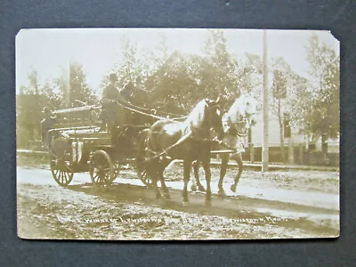 1913 Louistown Montana Prize Winners FIRE DEPT HORSE DRAWN WAGON RPPC Postcard • $36.95