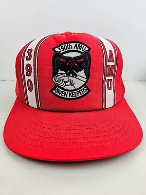 Vintage USA MADE 390th AMU Raven Keeper Military Air Force Trucker Hat Snapback • $31