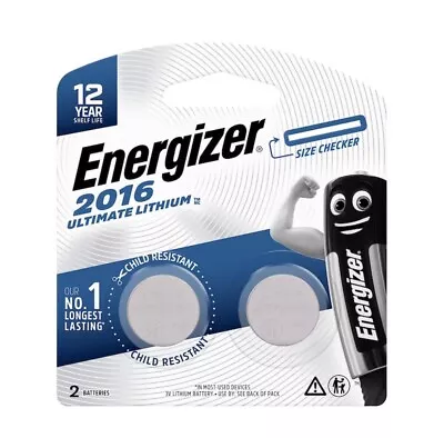 Energizer Ultimate Lithium 3V Coin Battery 2016 2pk (CR2016/2). Brand New. • $6.50