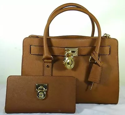 Michael Kors Hamilton  Luggage Saffiano Leather EW Satchel Bag & Wallet • $199.98