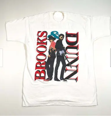 Vintage 1993 Brooks And Dunn Stampede Tour Country Music White T-Shirt • $16.99