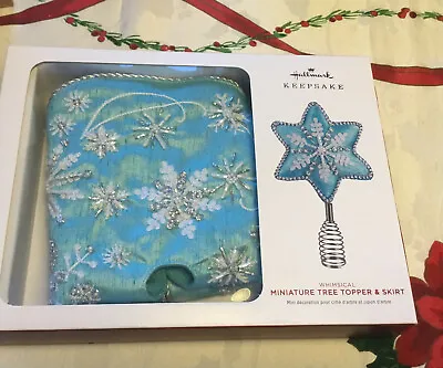 Hallmark Christmas MINIATURE SNOWFLAKES Tree Topper & SKIRT Whimsical Blue Beads • $25.99