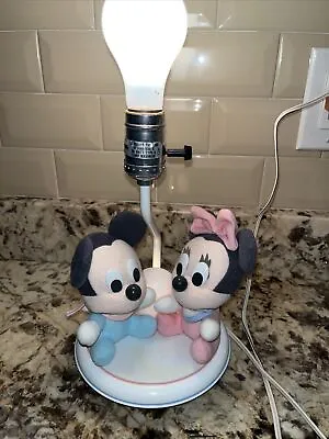 Vintage Disney Baby Mickey And Minnie Mouse Nursery Lamp 1984 Dolly Inc. • $11.50