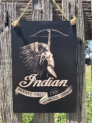 Indian Motorcycle Wooden Plaque Sign 20x28.5cm BarGARAGEShed Home Decor  AU • $20