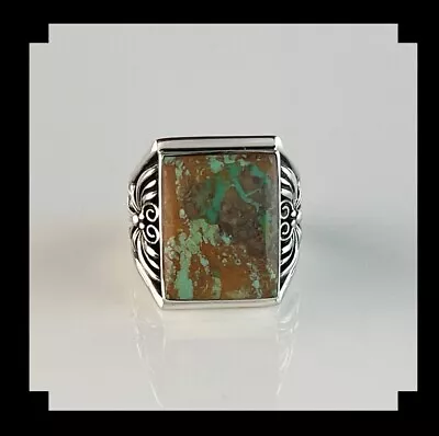 Navajo Style Sterling And Boulder Turquoise Men's Ring Size 12 1/4 • $289