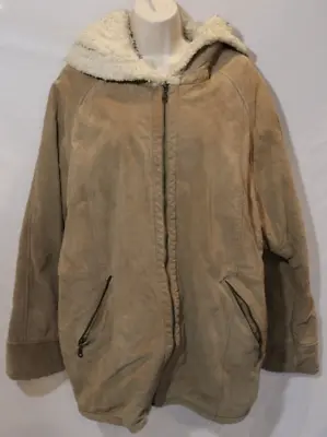 Vintage J. Percy For Marvin Richards Genuine Leather Faux Fur Lined Coat Size XL • $37.49