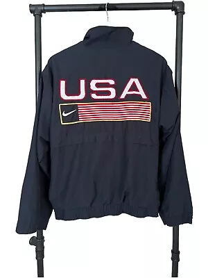 VTG 1996 Nike USA Track & Field Olympic Jacket Medium 90s Embroidered Atlanta • $44.20