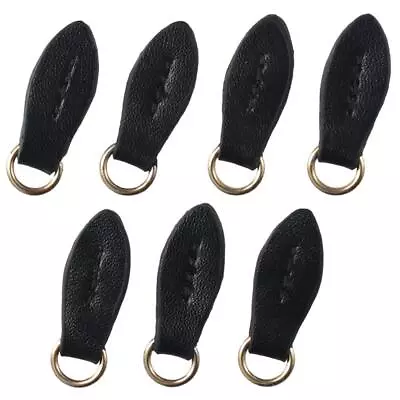 7Pcs Leaf Shape Replacement Zipper Heads Black Leather Leaf Zipper Pull  Jacket • $15.52