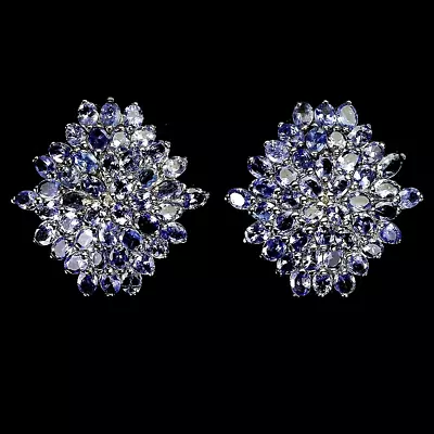 Large Natural Aaa Blue Violet Tanzanite Earrings .925 Sterling Silver 14k Wgp • £86.47