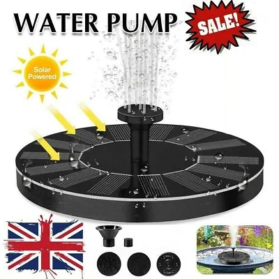 Solar Fountain Floating Pump Water Feature Garden Pool Bird Bath Pond Outdoor • £8.99