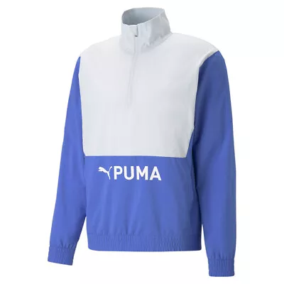 Puma Fit Woven HalfZip Training Jacket Mens Blue Casual Athletic Outerwear 52310 • $24.99