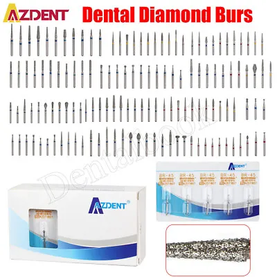 100Size AZDENT Dental Diamond Burs High Speed Handpiece Friction Grip 5Pc/Box • $31.45